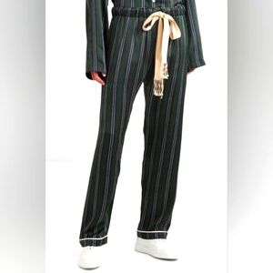Loewe Green Striped Pants with Beige Tie